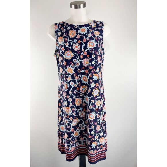 TALBOTS EFFORTLESS JERSEY SHIFT DRESS STITCHED FLORAL Womens Large Petite - Picture 6 of 6